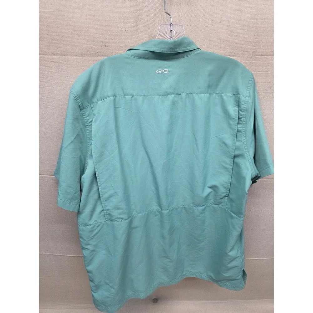 GameGuard Mens Short Sleeve Fishing Shirt Seafoam Green Alleyton Logo Large 1083